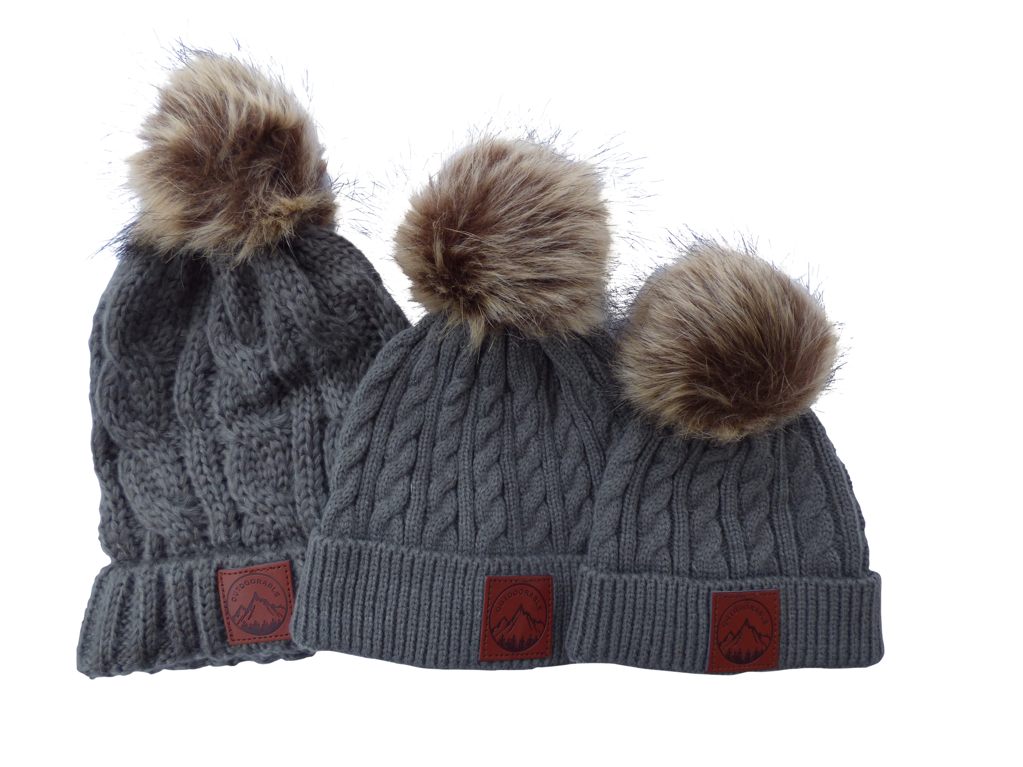 Grey Outdoorable Fur Pom Pom Hat