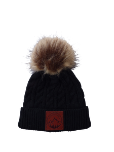 Infant Black Outdoorable Pom Pom Hat