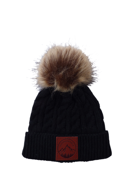 Infant Black Outdoorable Pom Pom Hat