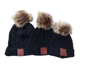 Black Outdoorable Fur Pom Pom Hat